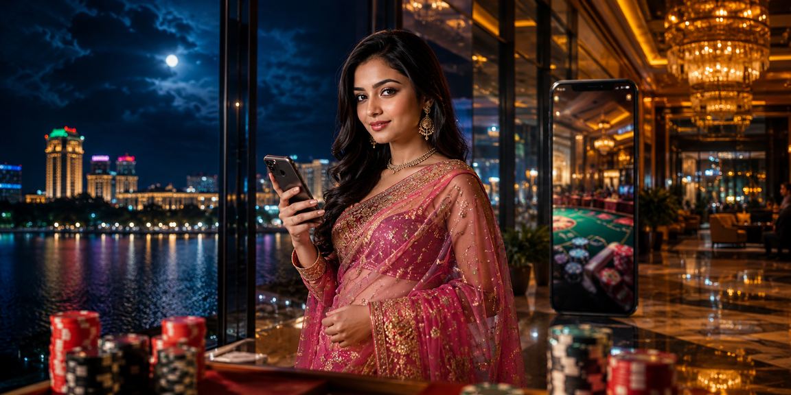 কুমিল্লায় শাড়ি পরিহিত মহিলা মোবাইলে ক্যাসিনো খেলছেন