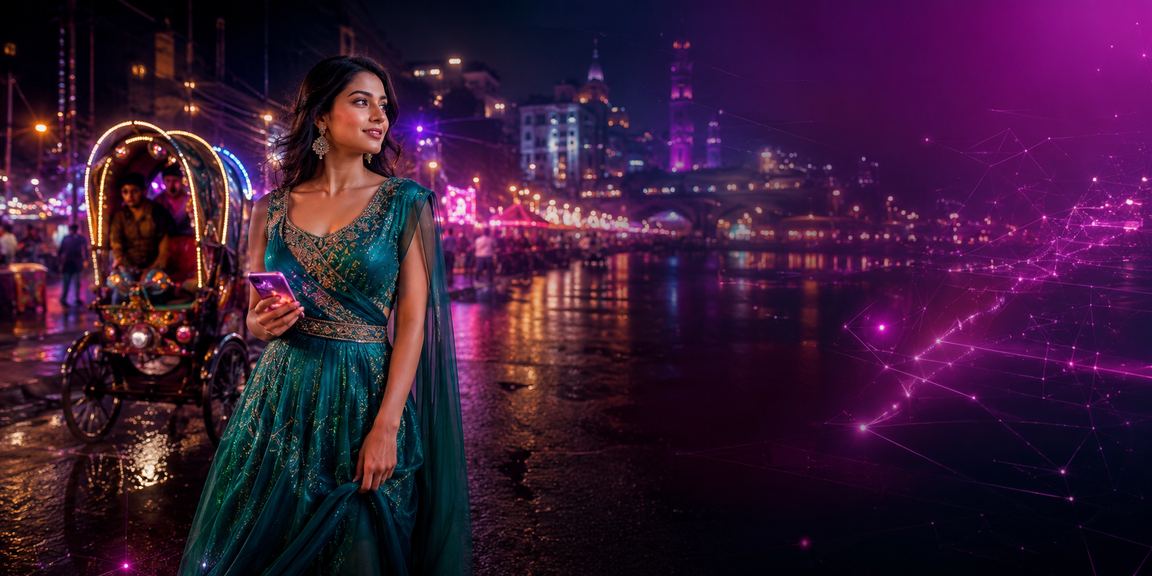 ঢাকায় রাতের বাজারে মোবাইল পেমেন্ট করছেন একজন ব্যবহারকারী